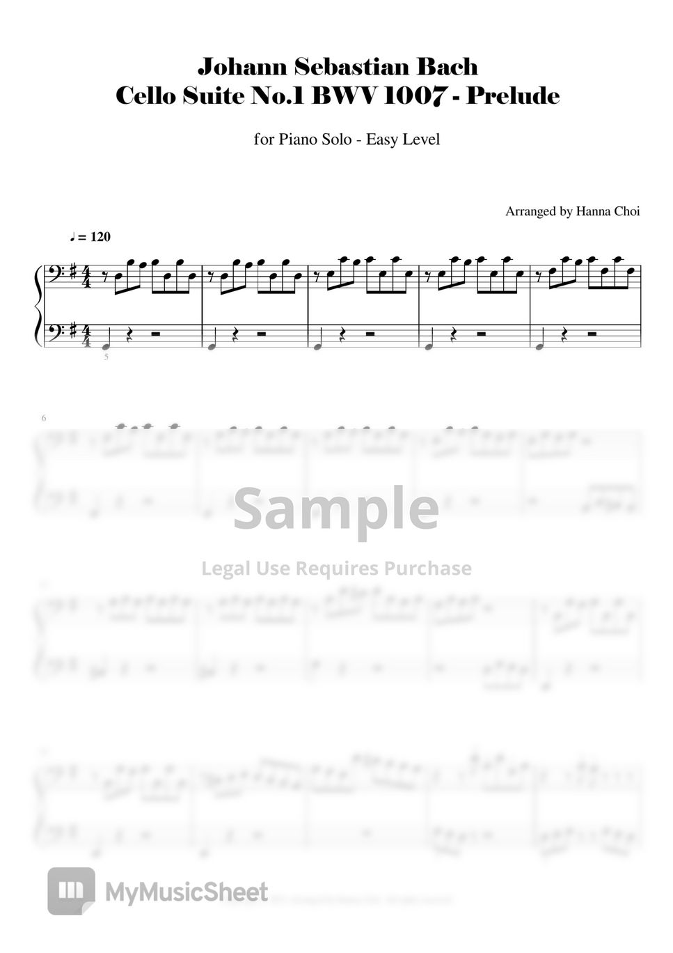 Bach - Cello Suite No.1 (무반주 첼로 모음곡 중 프렐류드) (for Piano Solo)
