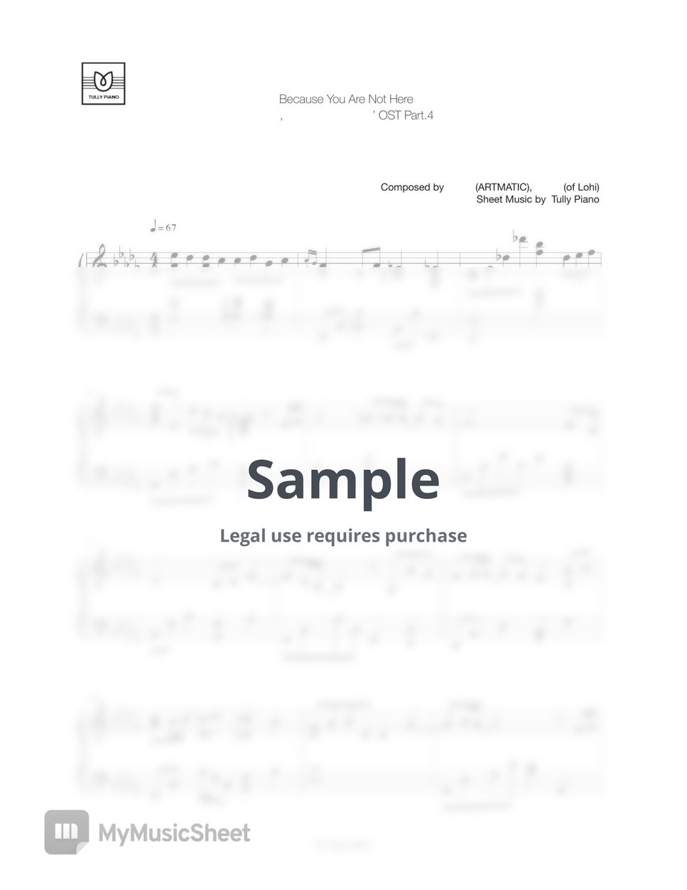 Now, We Are Breaking Up OST Part.4 - Because You Are Not Here (Original Key Db + Transposed Key D) by Tully Piano