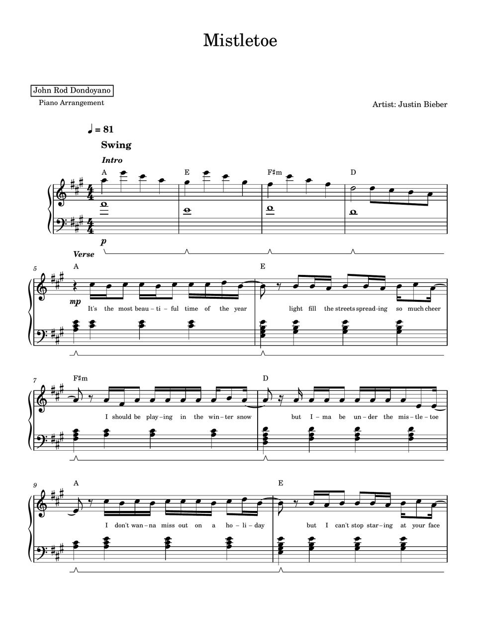 Justin Bieber - Mistletoe (PIANO SHEET) by John Rod Dondoyano