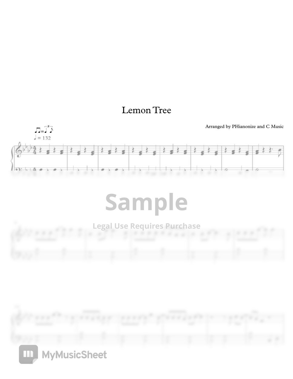 Fool's Garden Lemon Tree 악보 by PHianonize and C Music