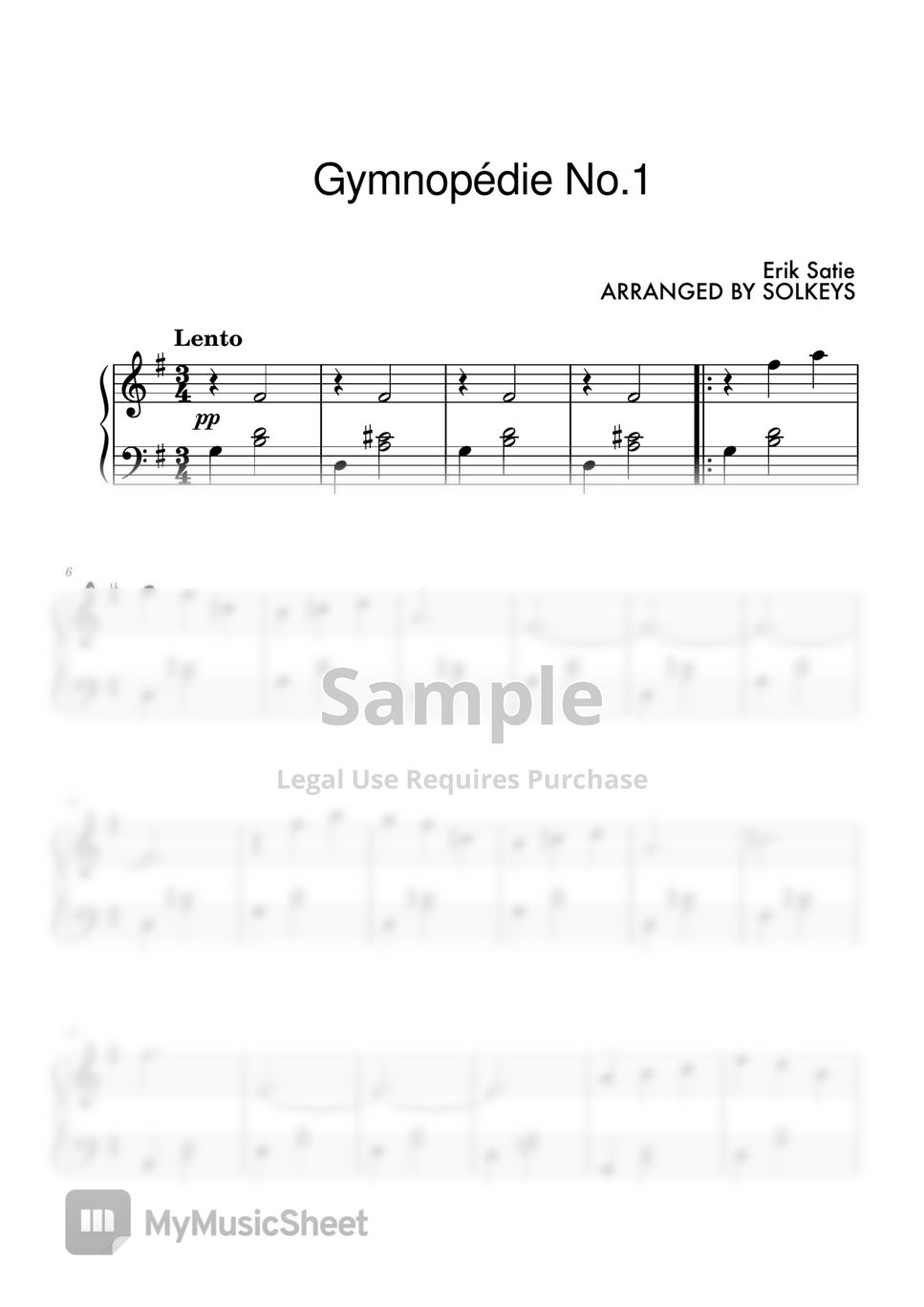 Gymnopédie No. 1 – Satie Sheet music for Piano (Solo) Easy