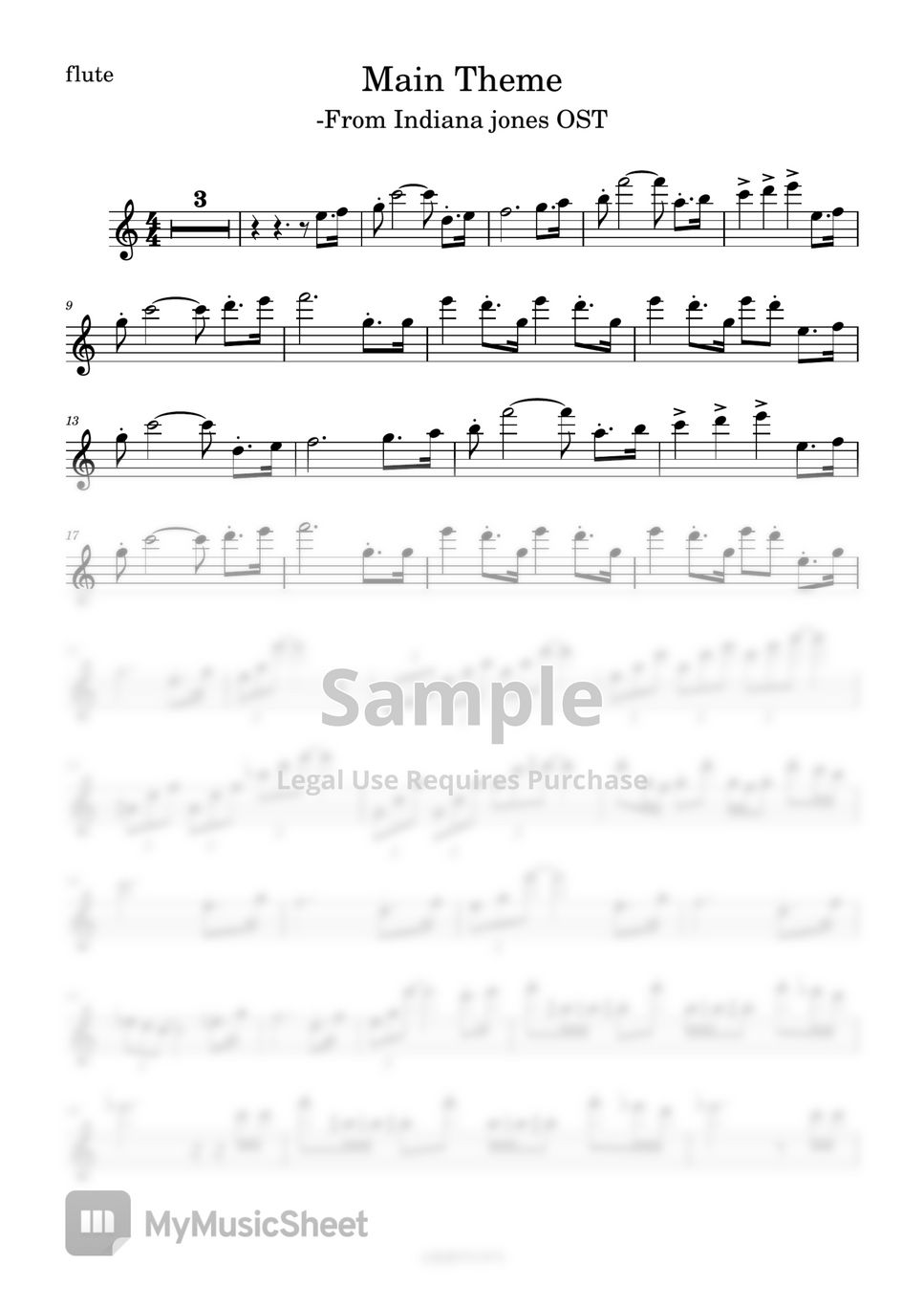 존 윌리엄스 - 인디아나존스 테마 (인디아나존스 OST/반주 MR/피아노 악보) by 심플플루트뮤직