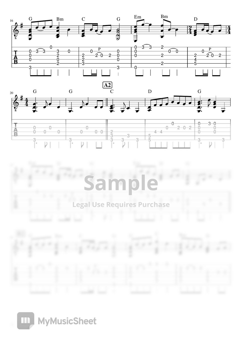 ザ・フォーク・クルセダーズ 悲しくてやりきれない (ソロギター楽譜) Notenblatt by GPC