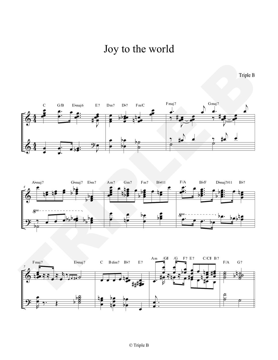 Handel Joy to the world (Jazz Cover) Sheet by Tripel B