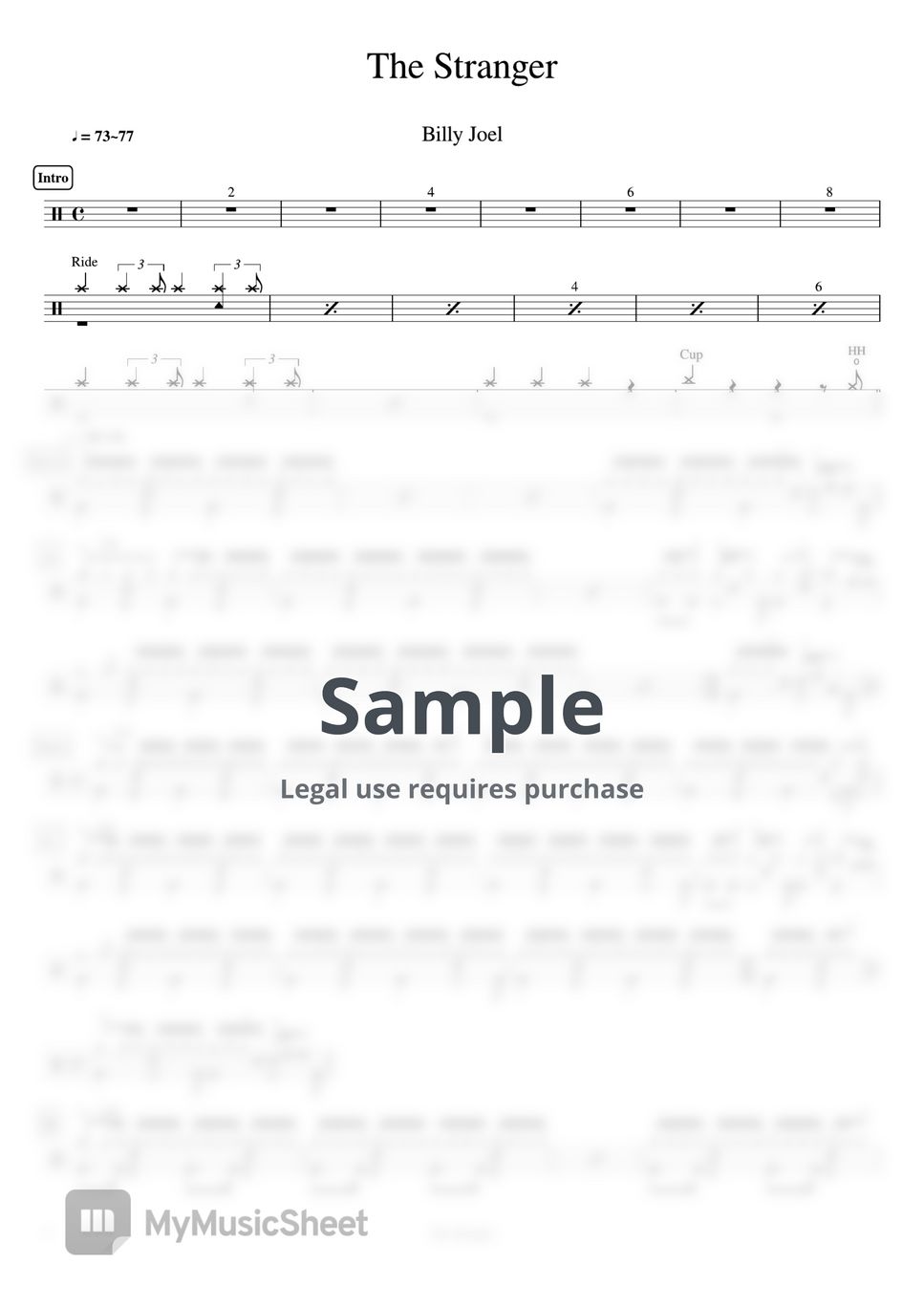 Billy Joel - The Stranger Sheets by Cookai's J-pop Drum sheet music!!!