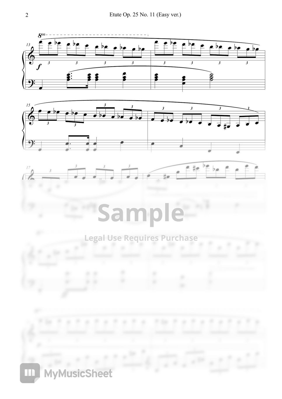 F. Chopin (쇼팽) - 에튀드 Op.25 No.11 겨울바람 (쉬운 악보) by FLare
