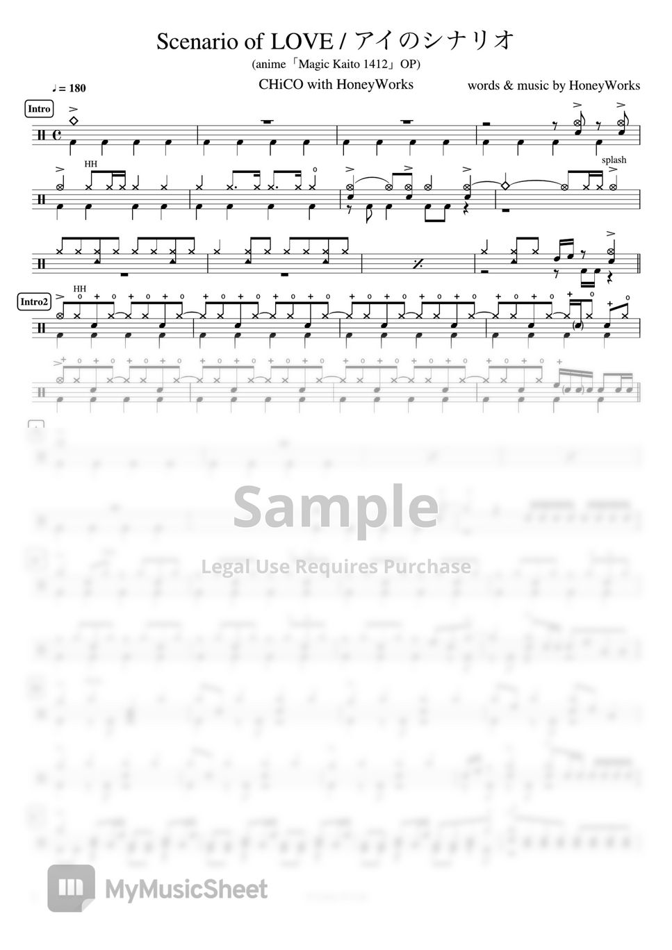CHiCO with HoneyWorks - Scenario of LOVE / アイのシナリオ by Cookai's J-pop Drum sheet music!!!