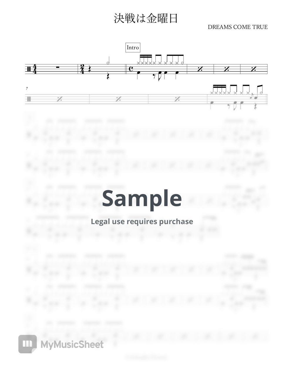 DREAMS COME TRUE - 決戦は金曜日 Sheets by Arkadia Drums