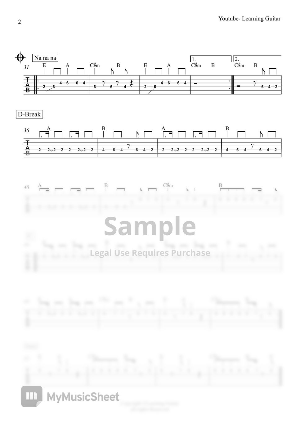 One direction what makes you beautiful melody tab hoja by learning
