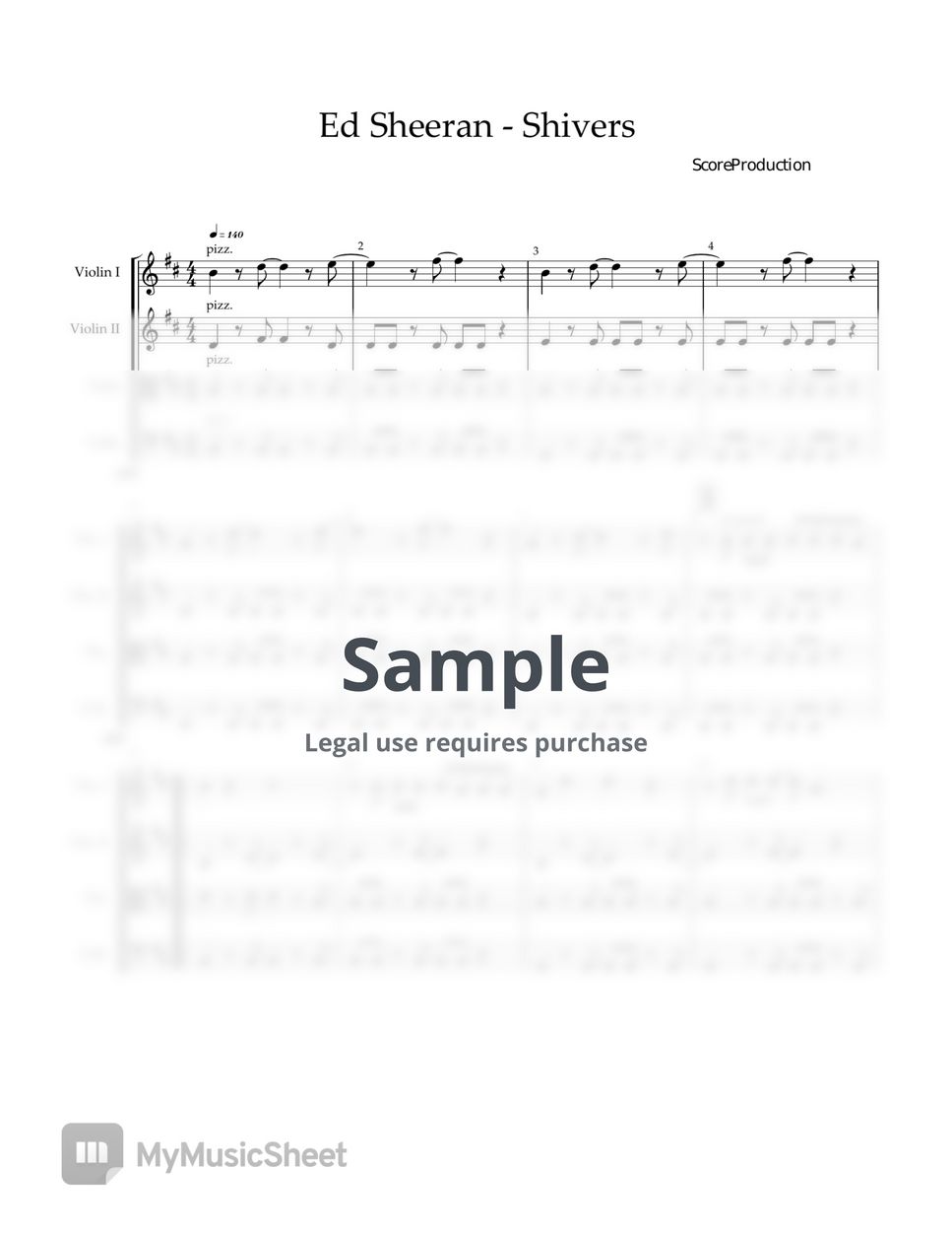 Shivers - Ed Sheeran (for string quartet Score+Parts) by ScoreProduction