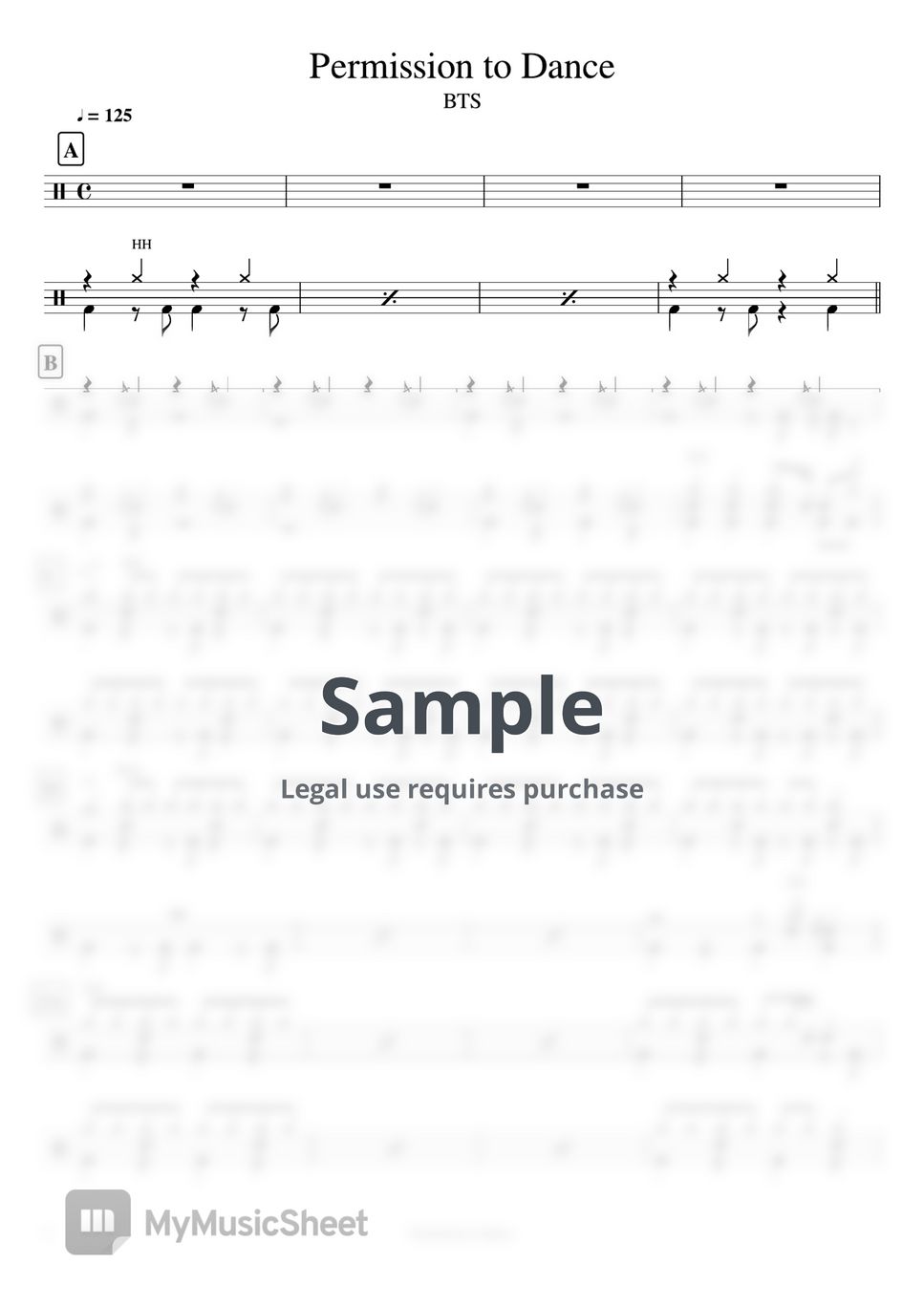 BTS (防弾少年団) - Permission to Dance by Cookai's J-pop Drum sheet music!!!