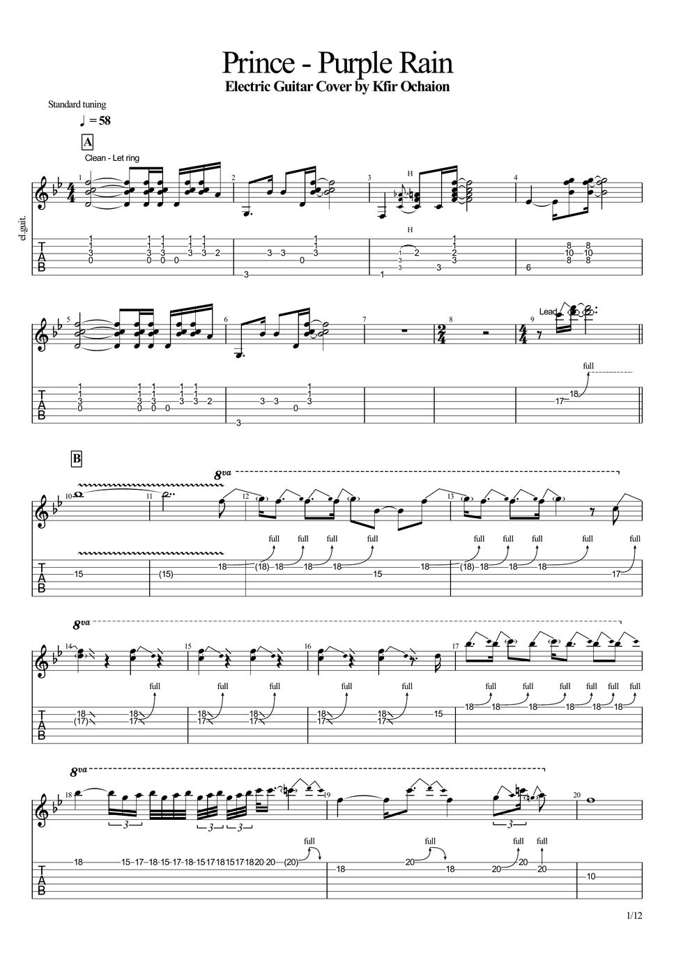 Prince Purple Rain Extended TAB by Kfir Ochaion