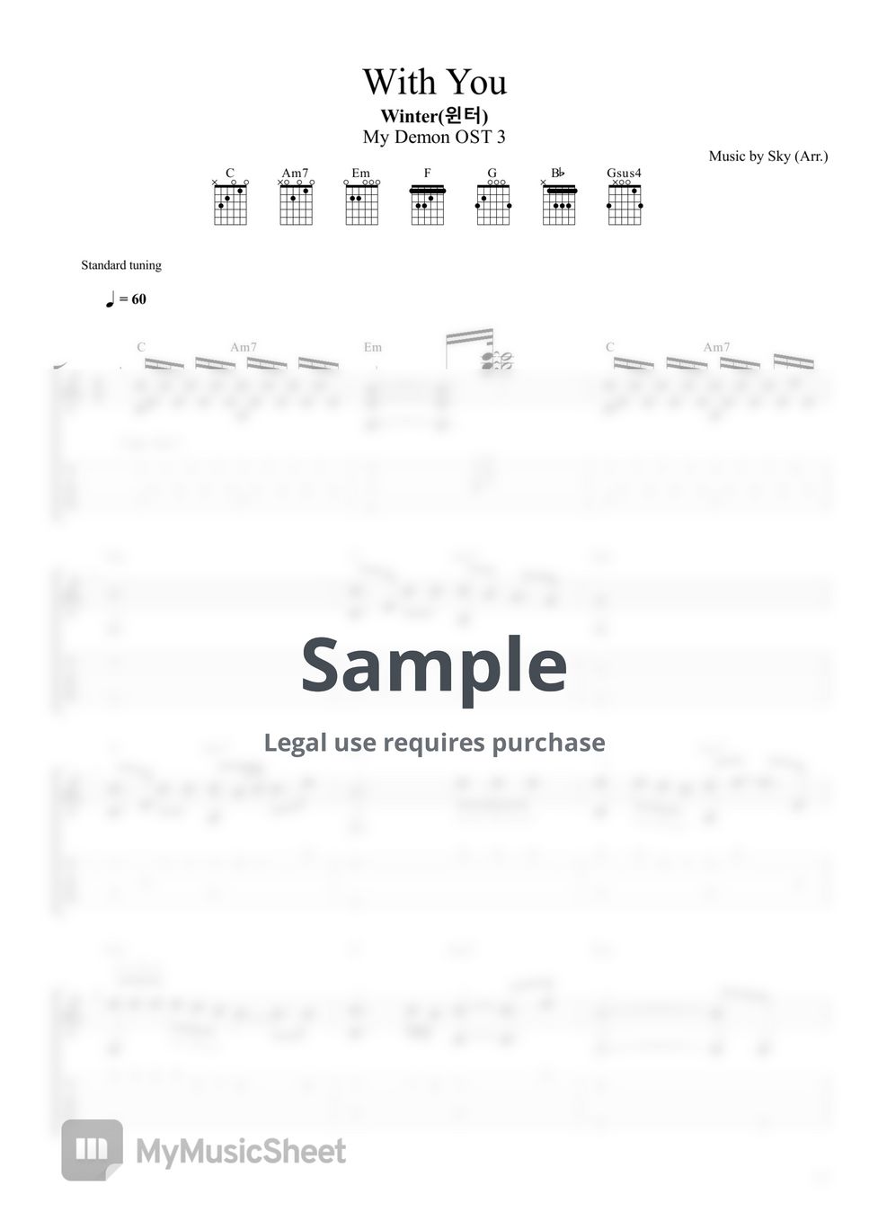 WINTER(윈터) - With You (My Demon OST 3) Tab + 1staff by Sky
