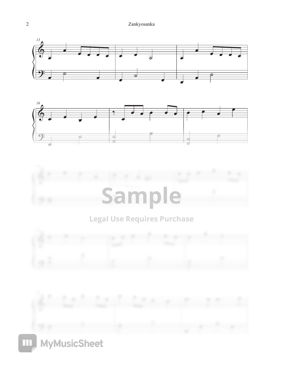 Demon Slayer Kimetsu no Yaiba Season 2 OP Zankyosanka (Easy ver.) Partition musicale by Tully