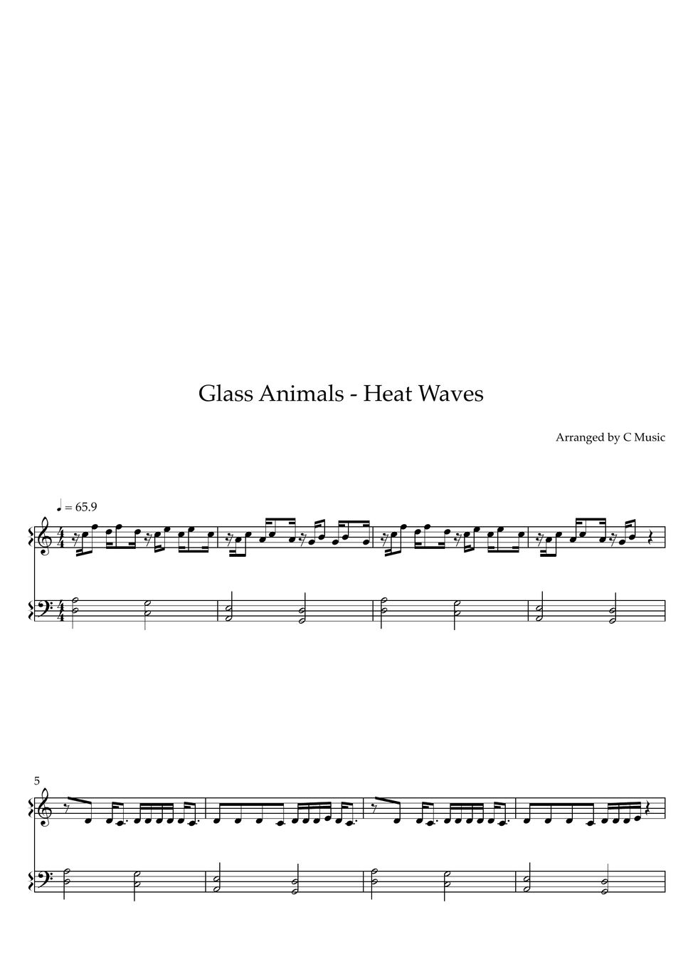 Glass Animals - Heat Waves Sheets by Easy Version
