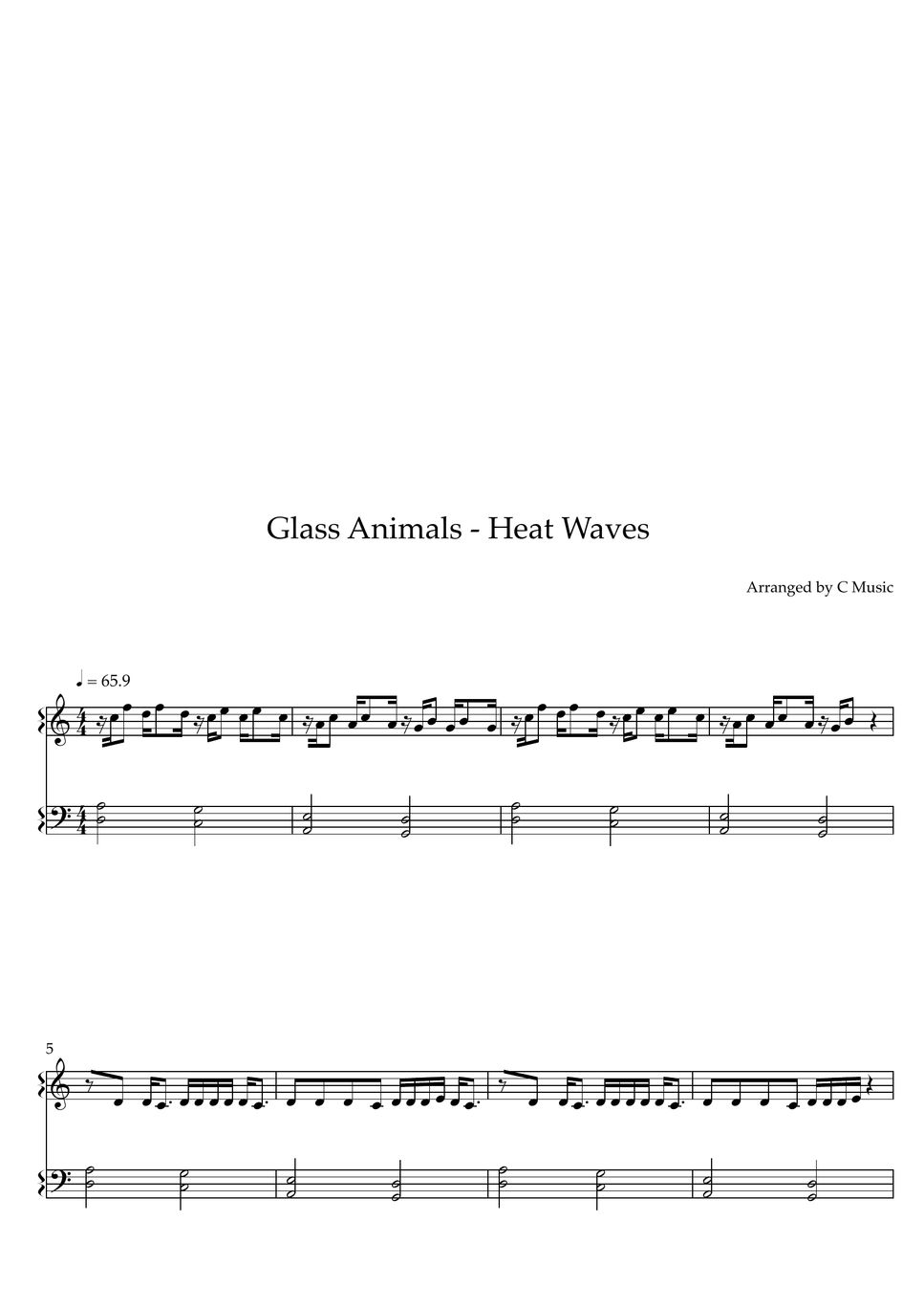 Glass Animals - Heat Waves Sheets by Easy Version