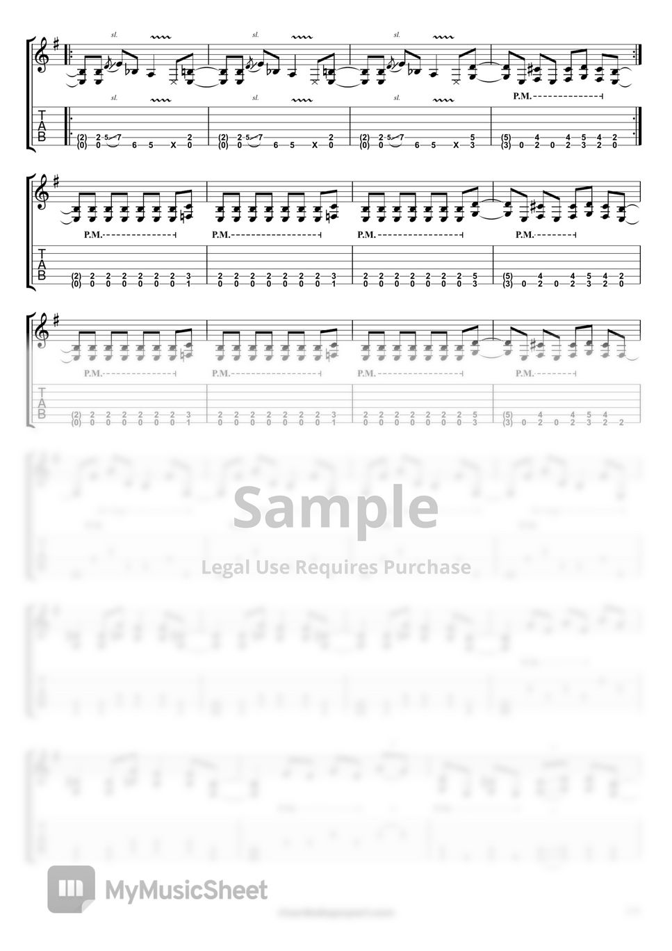 Metallica Enter Sandman (for one guitar) 악보 by Ricardo De Gaspari