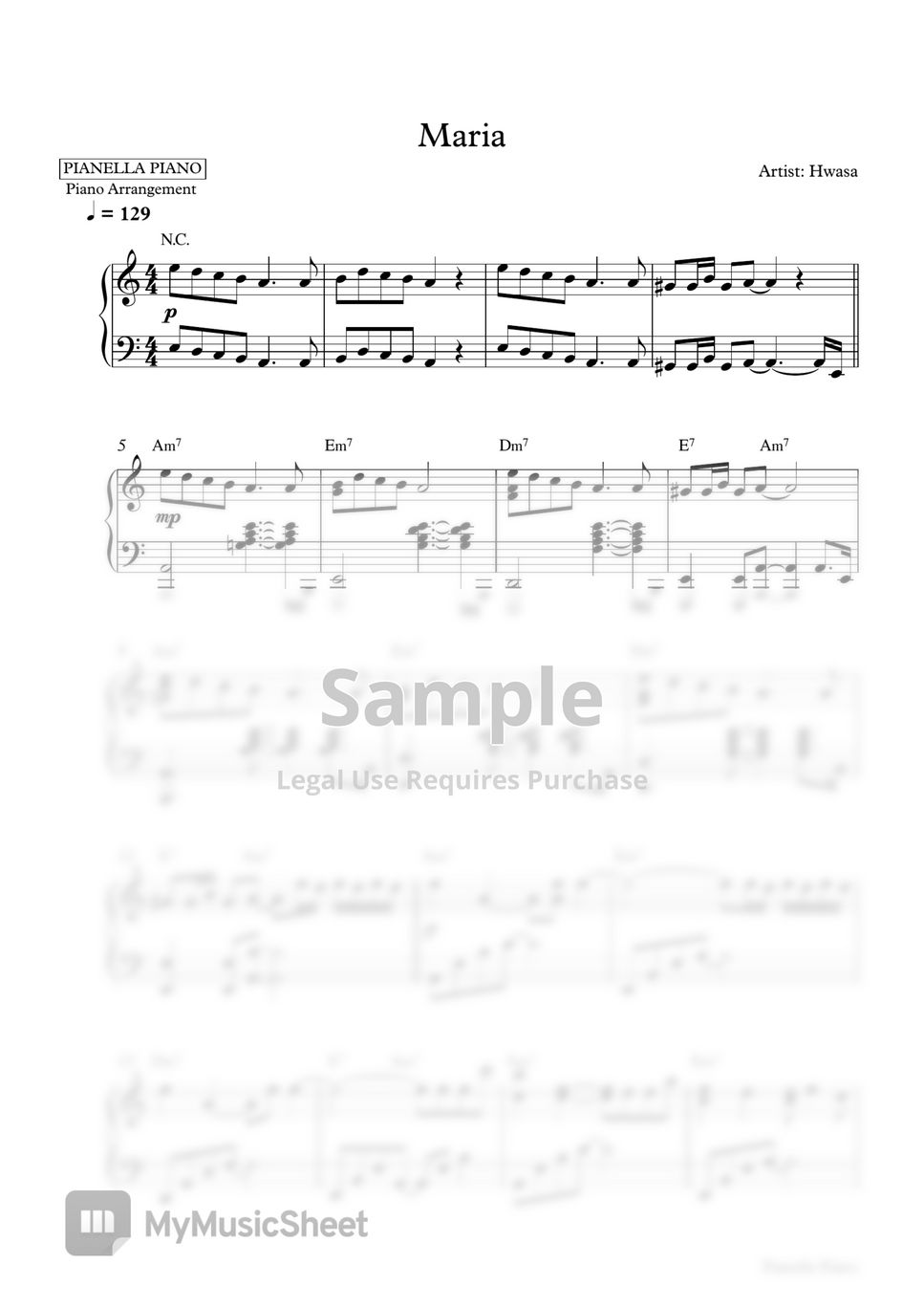 Hwasa - Maria (Piano Sheet) by Pianella Piano
