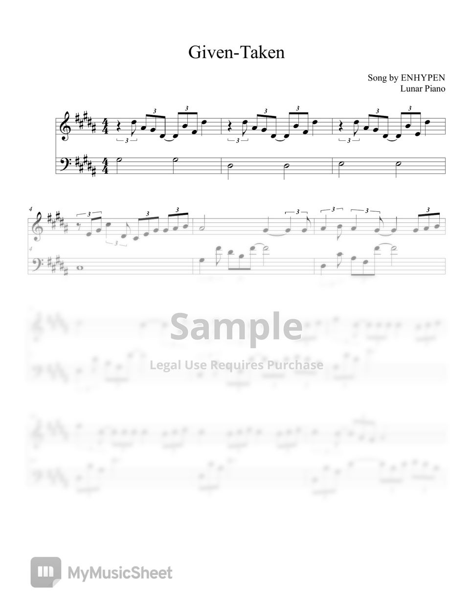 ENHYPEN - Given-Taken (+  Easy Key) by Lunar Piano
