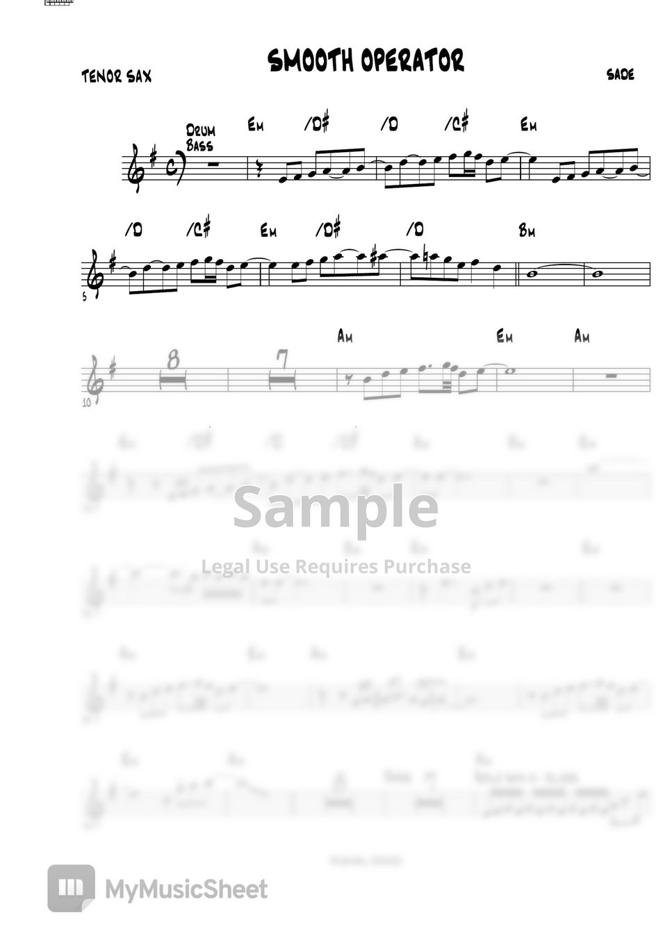 Smooth Operator Sheet music for Saxophone alto (Solo)