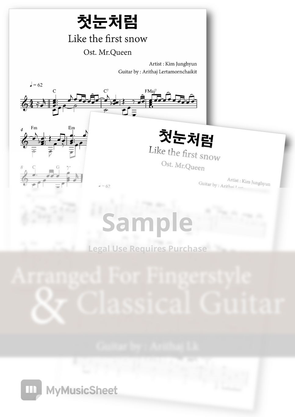 Kim Junghyun - Like the first snow (Ost.Mr.Queen) - Fingerstyle Guitar (Korean Drama) by Arithaj Lk