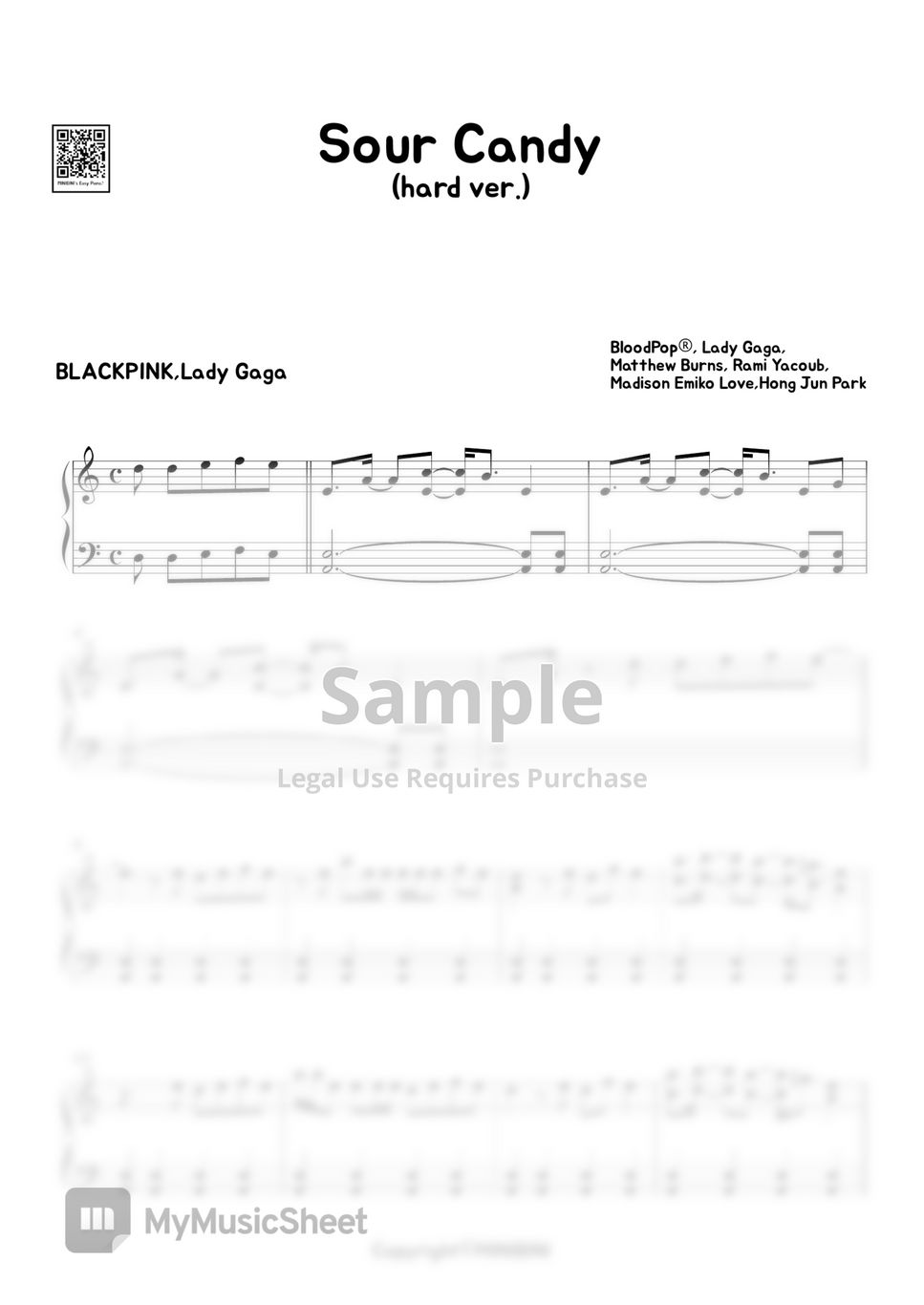 Lady Gaga X BLACKPINK SOUR CANDY (Hard Version) 악보 by MINIBINI