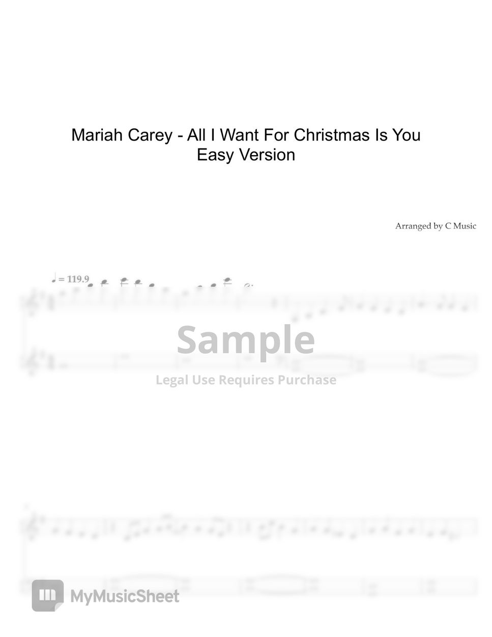 Mariah Carey - All I Want for Christmas Is You (Easy Version) by C Music