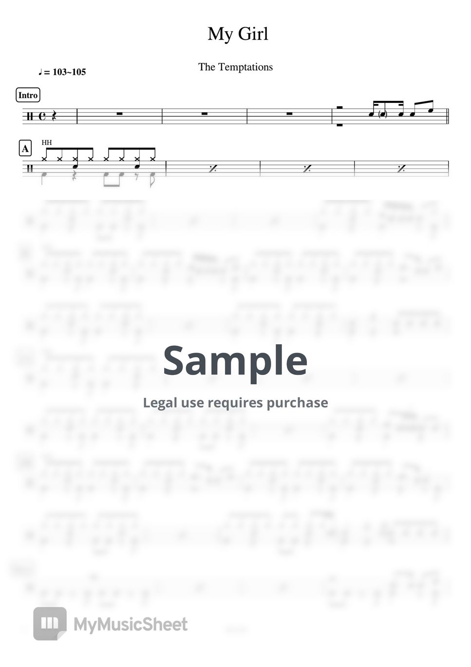 The Temptations - My Girl by Cookai's J-pop Drum sheet music!!!