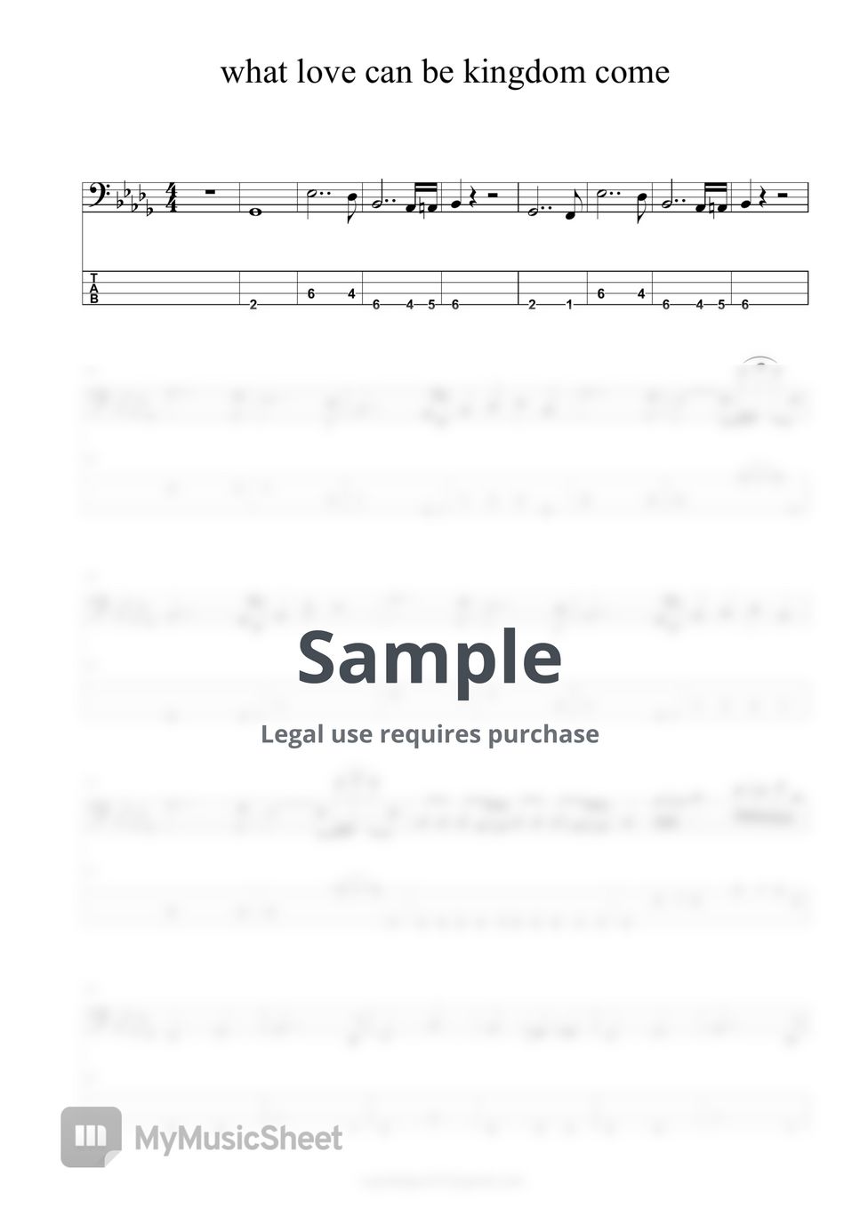 Kingdom Come What Love Can Be 악보 by Bassking