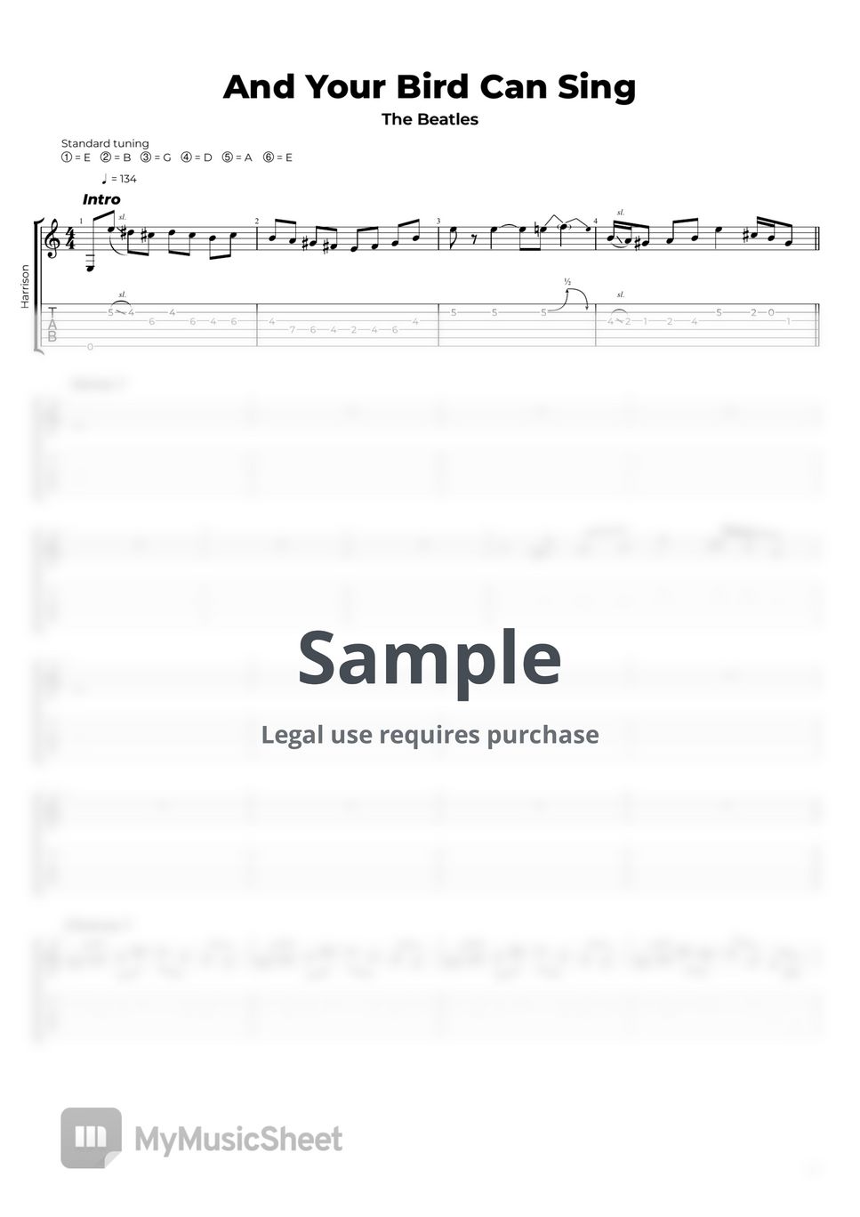 The Beatles And Your Bird Can Sing Sheets by Nikola Gugoski