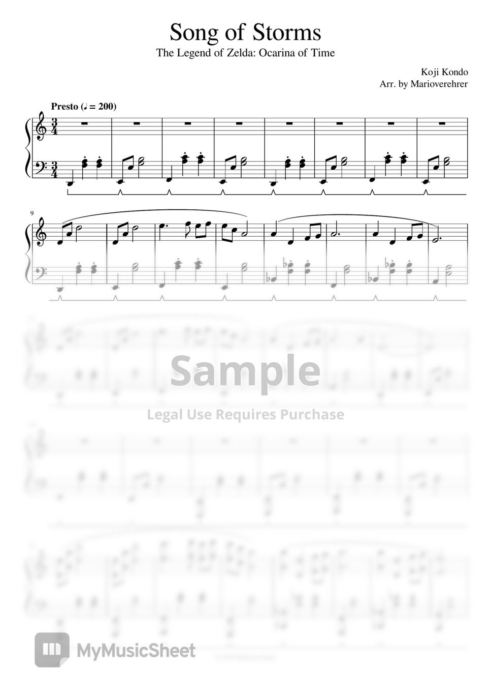 SONG OF STORMS Melodica Sheet music