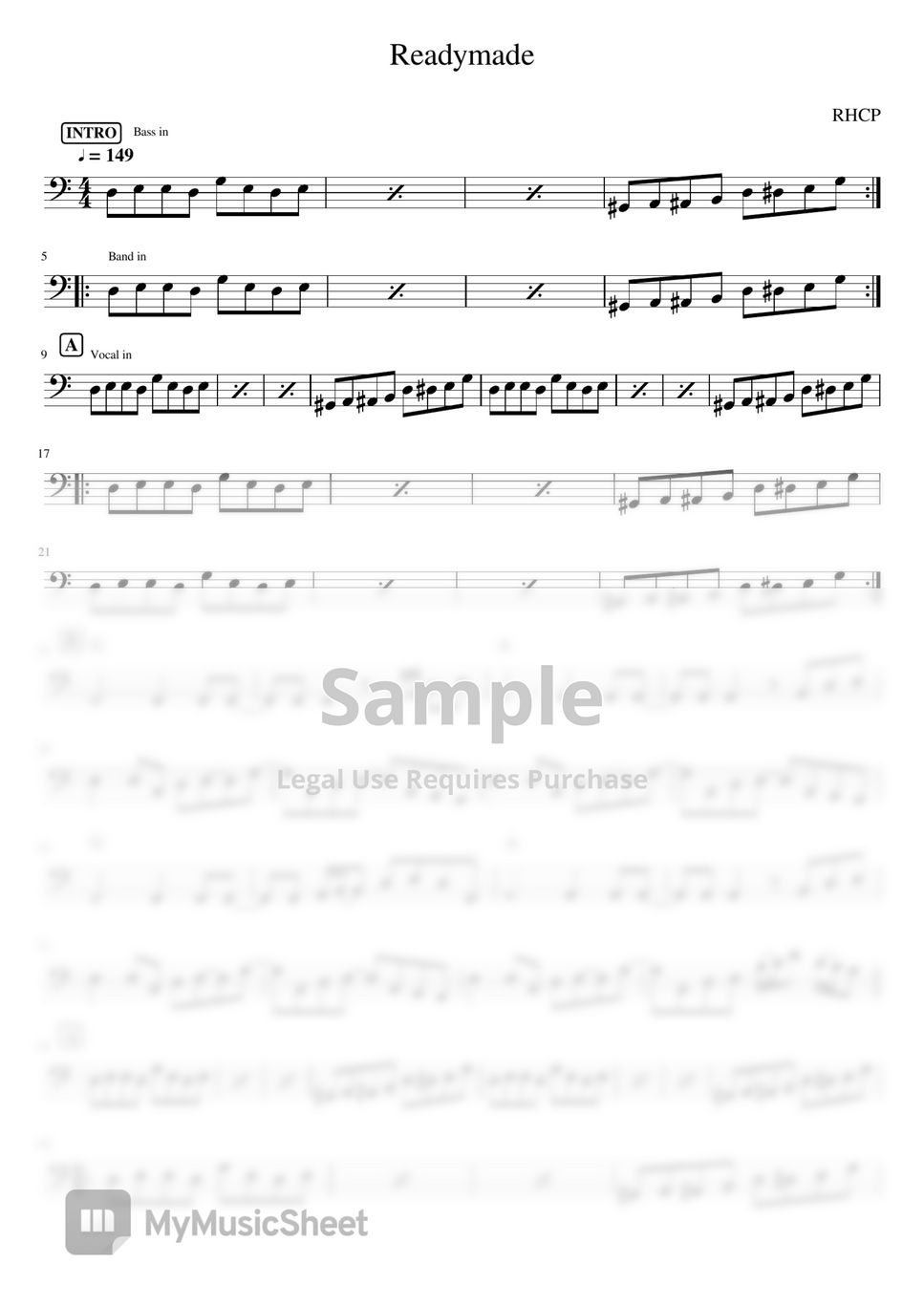 Red Hot Chili Peppers(R.H.C.P) - Readymade (Bass Copy Sheet) by songB