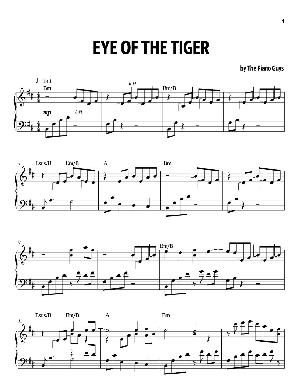 The Piano Guys - Eye Of The Tiger Sheet by PyanoMan