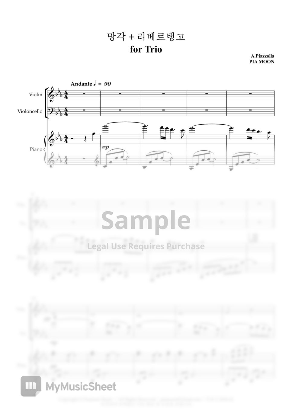 Piazzolla - Oblivion+Libertango (Piano Trio) by PIA MOON