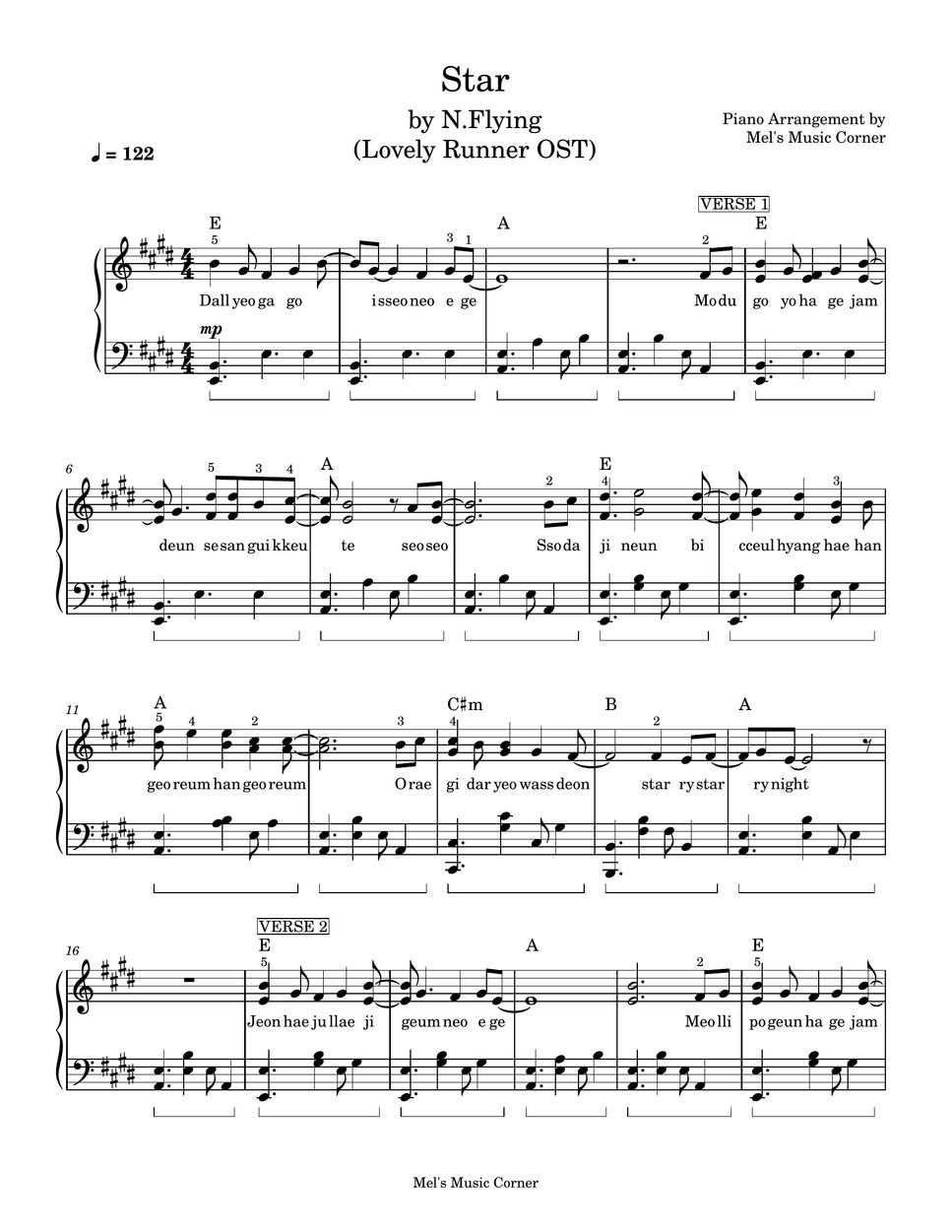 N.Flying - Star - Lovely Runner OST (piano sheet music) by Mel's Music Corner