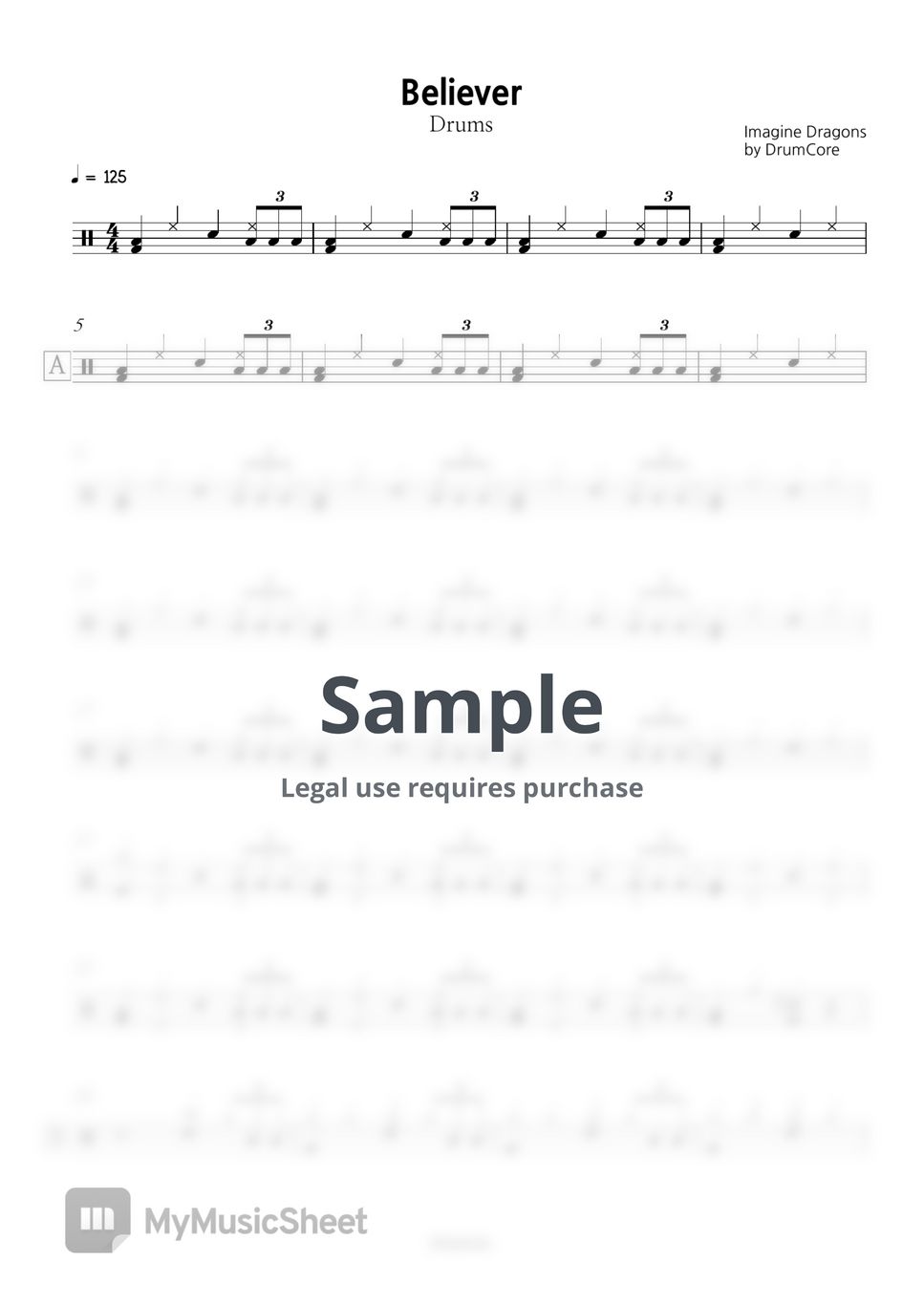 Imagine Dragons - Believer Sheets by DrumCore