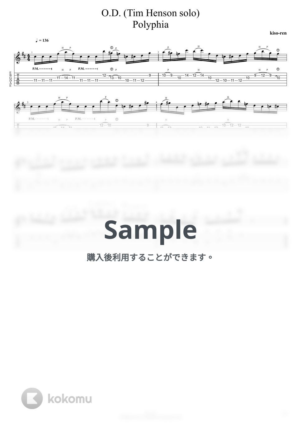 Polyphia - O.D. Tim Henson solo TAB / Polyphia 0:56 - 1:11 (TAB PDF ...