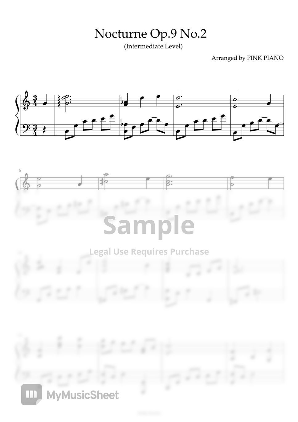 Chopin - Chopin Nocturne - New Age Version (Intermediate Level) Chopin - Nocturne Op.9 No.2 by PINK PIANO