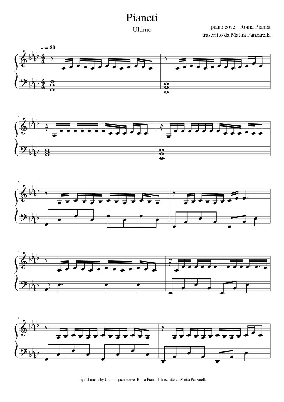 Free Pianeti by Ultimo sheet music  Download PDF or print on