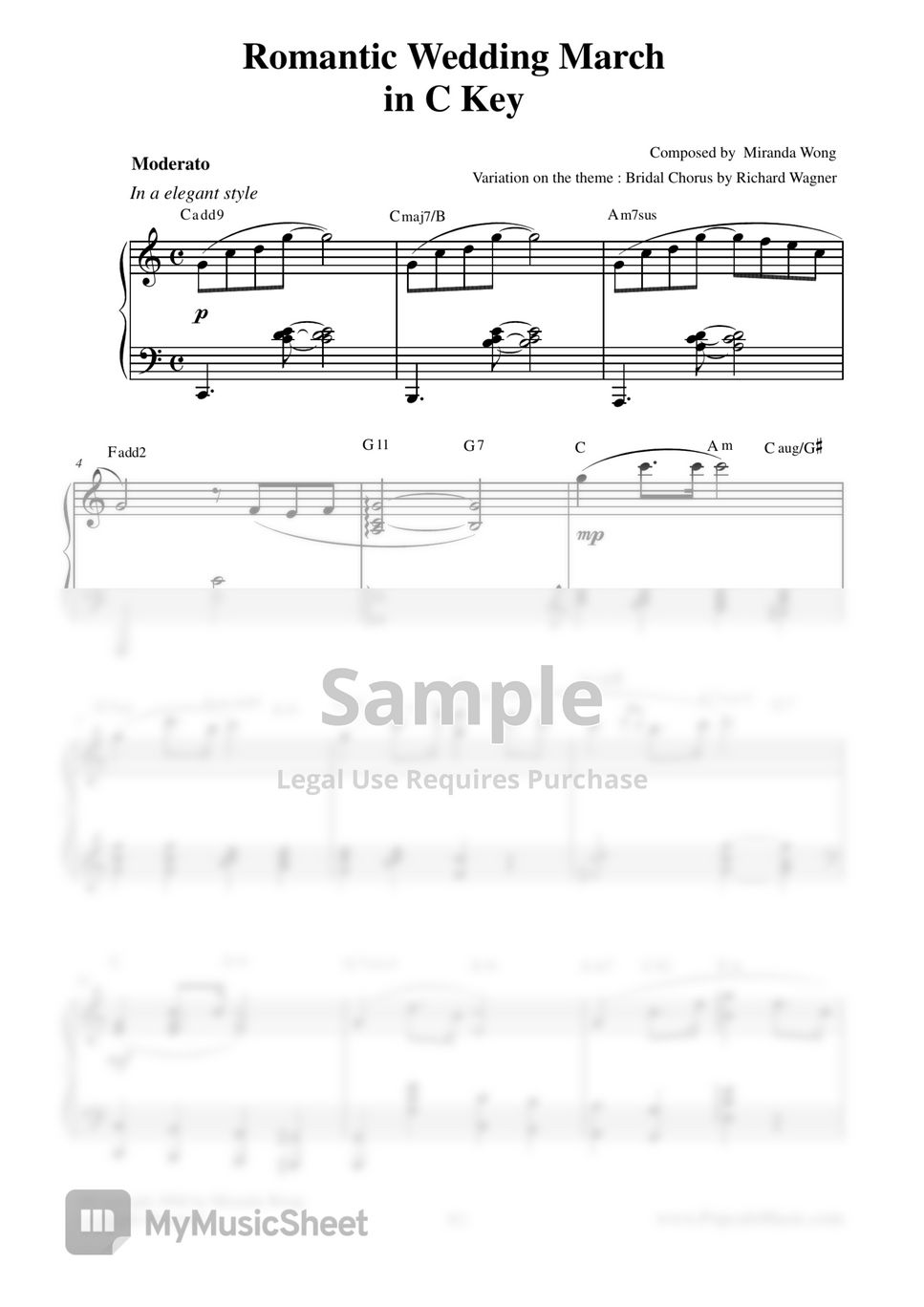 Wagner - Romantic Wedding March - Short Version in C Key by Miranda Wong