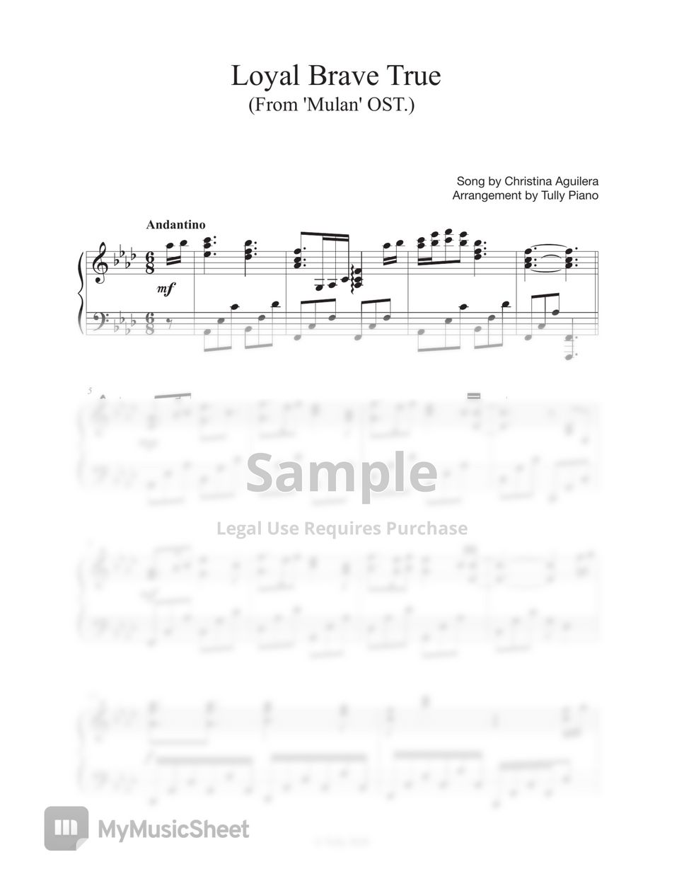 Mulan(뮬란) OST. (2020) - Loyal Brave True (Christina Aguilera) by Tully Piano