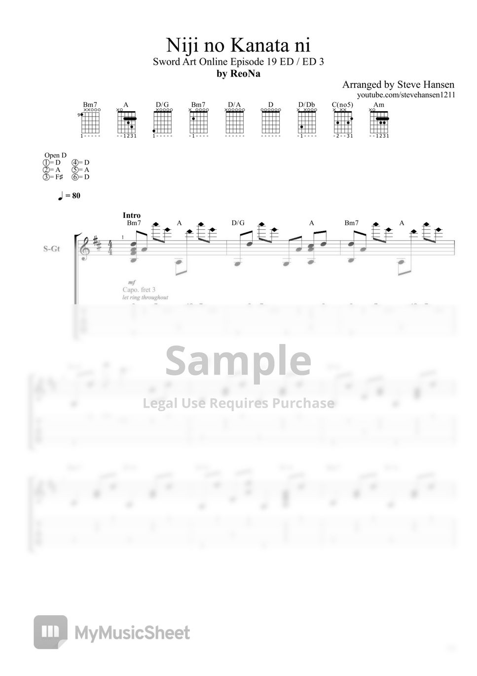 ReoNa - Niji no Kanata ni (From "Sword Art Online: Alicization") (Fingerstyle) by Steve Hansen