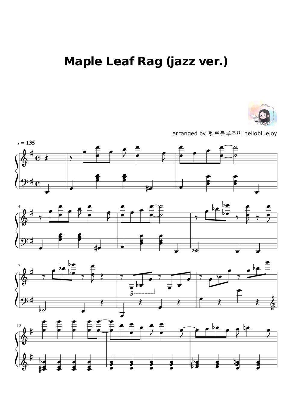 scott-joplin-maple-leaf-rag-jazz-ver-sheet-by-hellobluejoy