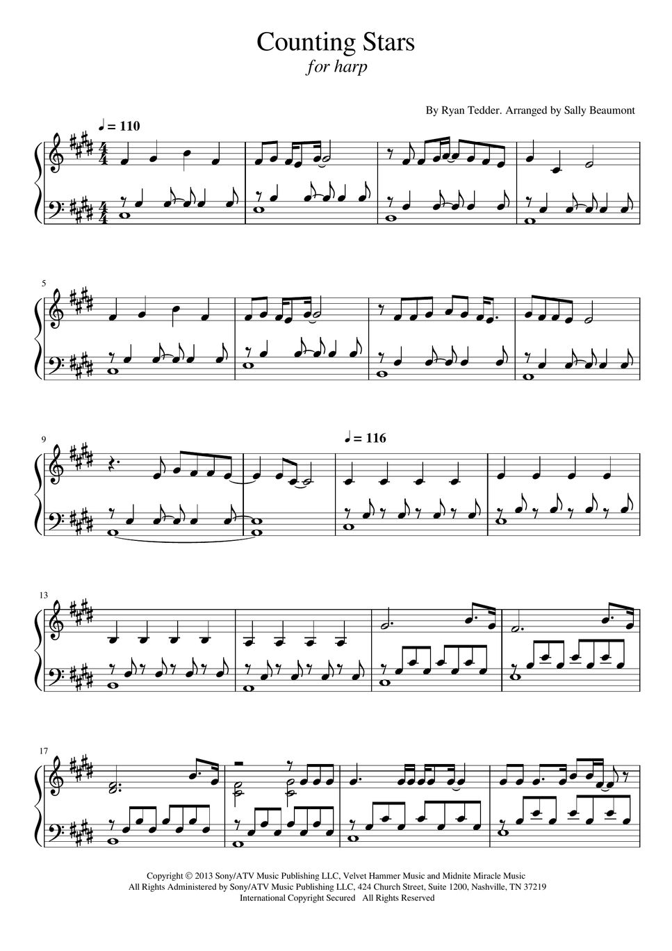 OneRepublic - Counting Stars (intermediate harp) by Sally Beaumont