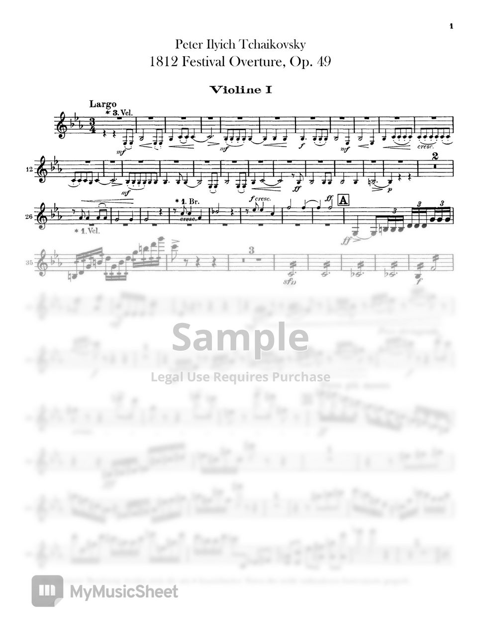 P.I.Tchaikovsky - 1812 Overture Sheet Music by Original Sheet