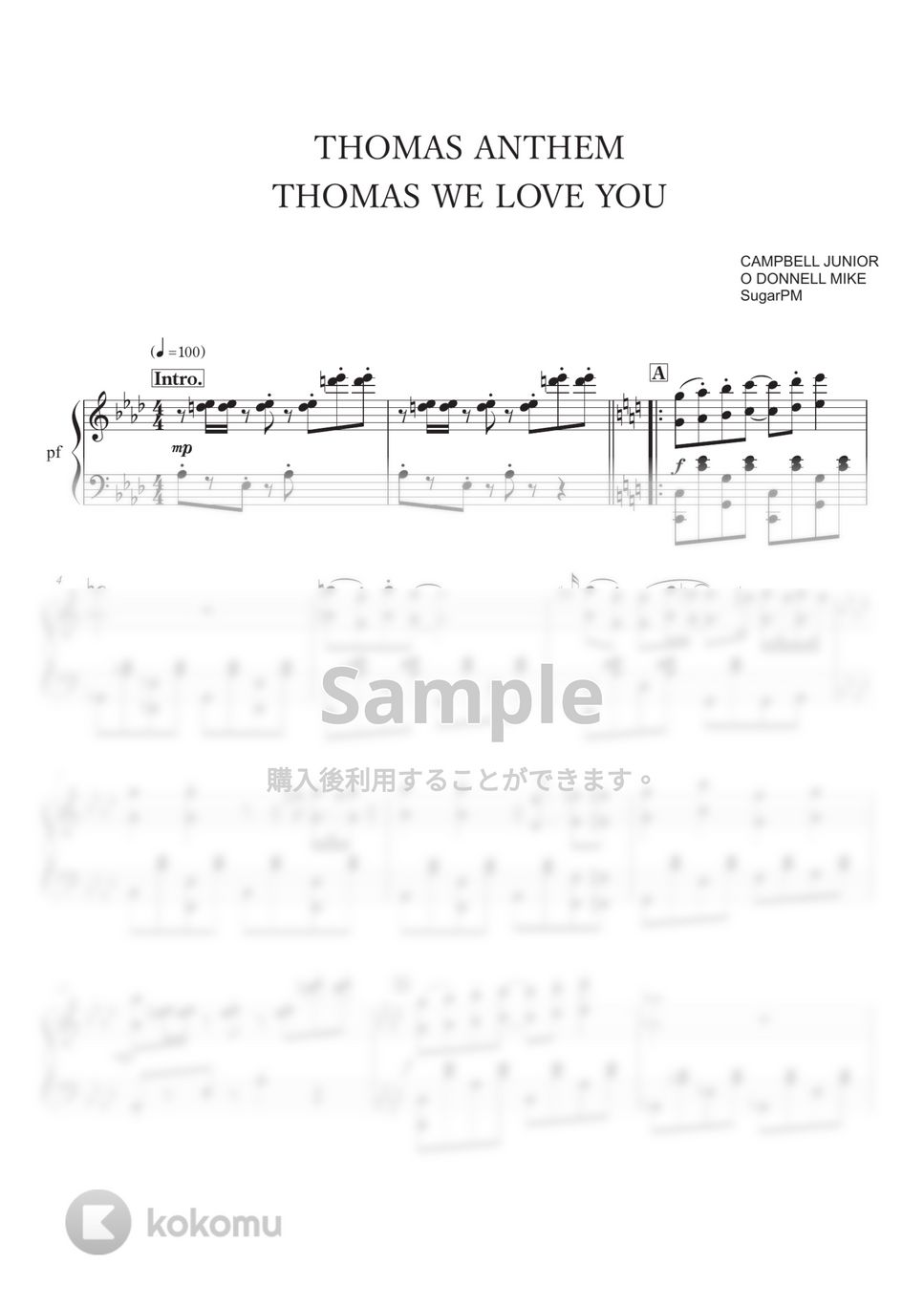 機関車トーマス - 機関車トーマスのテーマ/ピアノ中級〜　THOMAS ANTHEM THOMAS WE LOVE YOU by SugarPM