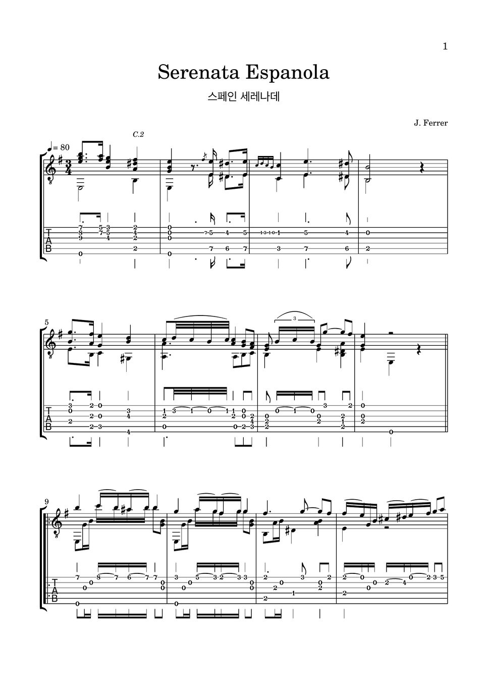 Jose Ferrer Serenata Espagnola Tab + 1staff by LemonTree