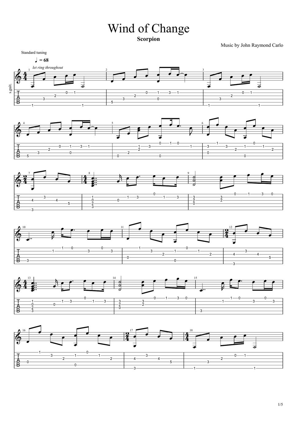 Scorpion wind of change sheets by johnray