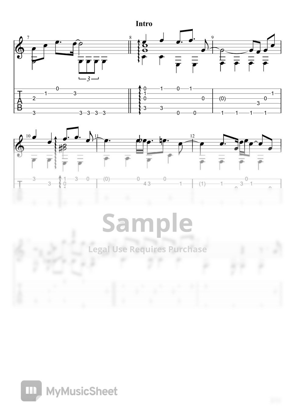 Mrs. GREEN APPLE Dance Hall (Fingerstyle) Sheets by u3danchou