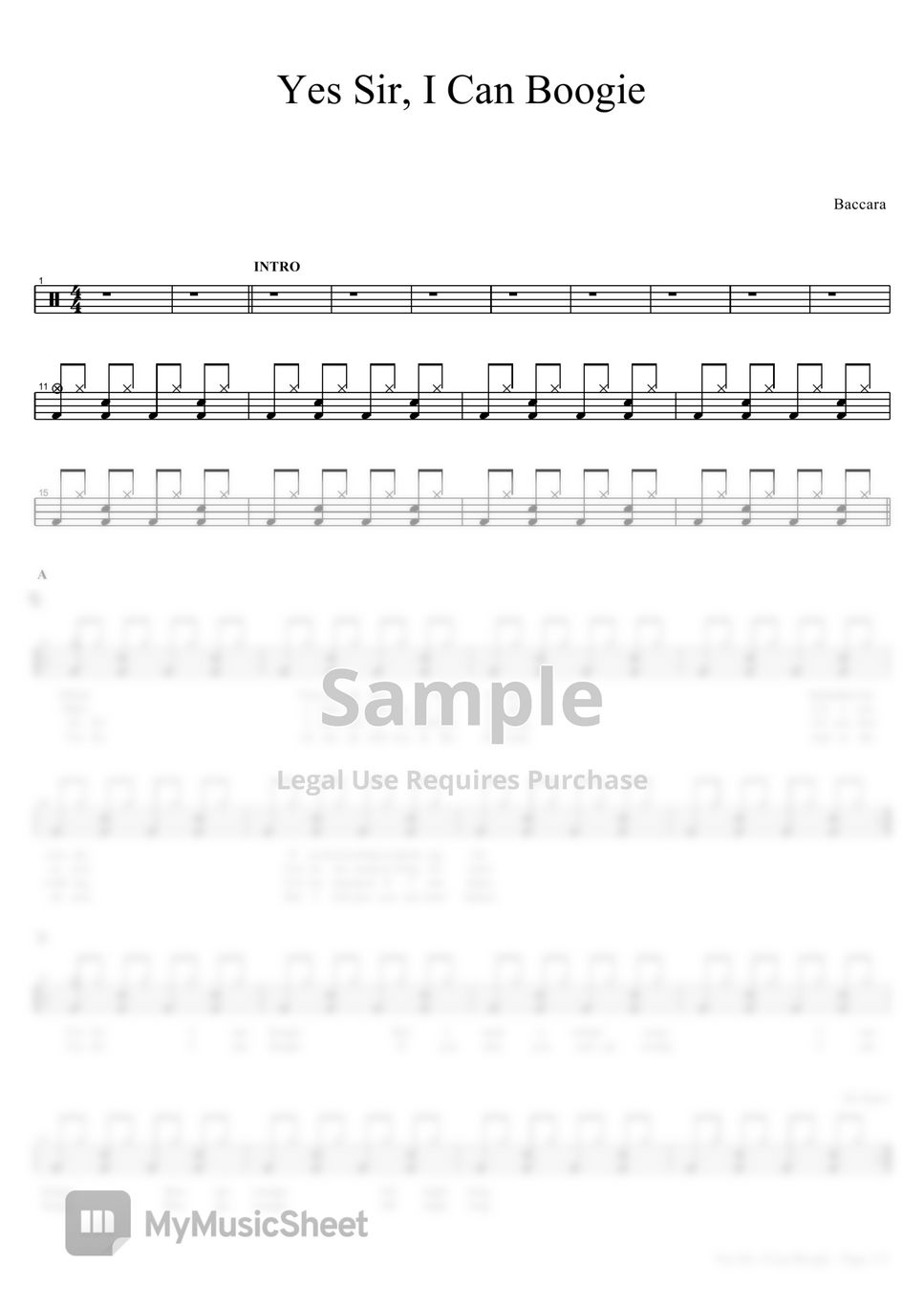 Baccara Yes Sir I Can Boogie Sheets by COPYDRUM